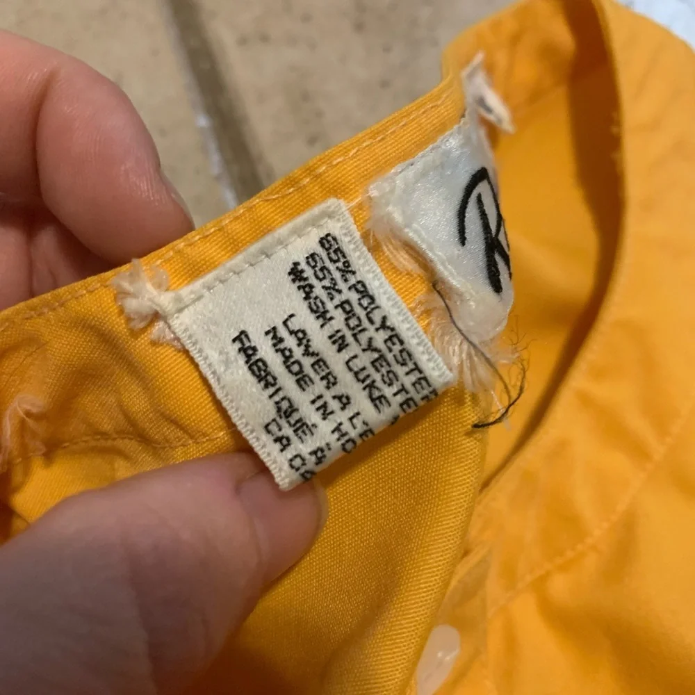 VINTAGE 80s Rouie Yellow Midi Shirt Dress with Belt Short Sleeve Size 12 - Picture 4 of 7